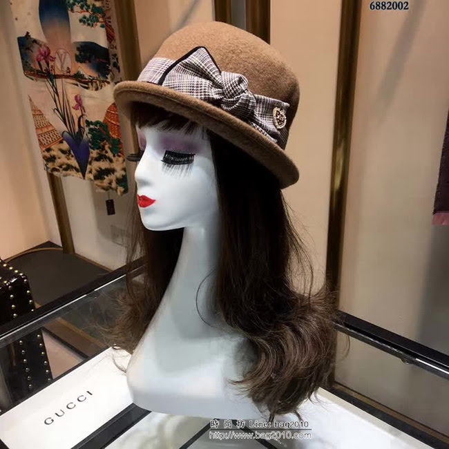 DIOR迪奧 韓版專櫃代購休閒款 秋冬羊毛圓頂禮帽 高端時尚盆帽 6882002 LLWJ7611
